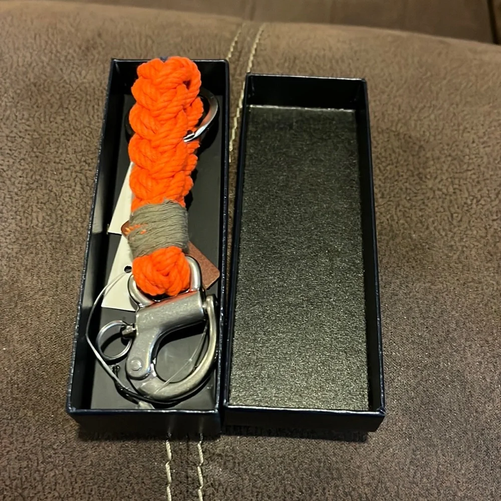 Polo Ralph Lauren cotton keychain key chain nautical new lanyard FOB orange